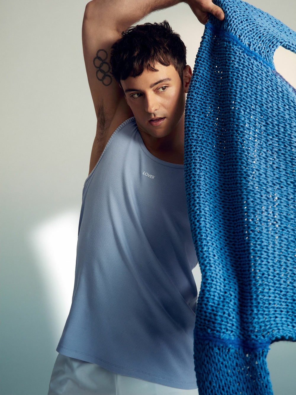| Tom Daley Cotton Lover Vest with Stretch in Soft Blue