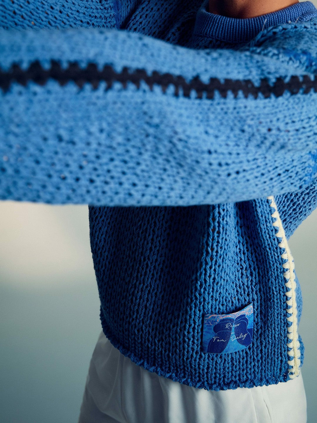 | Tom Daley Chunky Knit Jumper in Soft Blue
