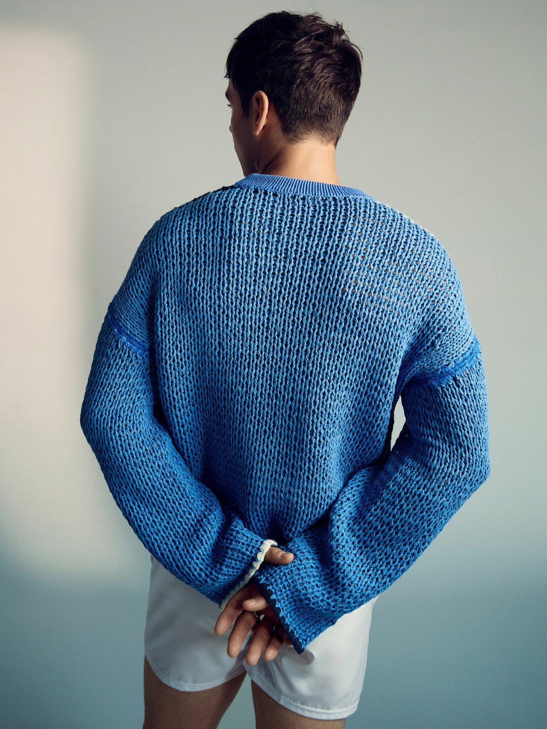 | Tom Daley Chunky Knit Jumper in Soft Blue