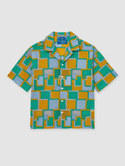 | Tom Daley Tile Crochet Shirt in Yellow/Green/Blue Multi