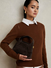 Suede Shoulder Bag in Chocolate