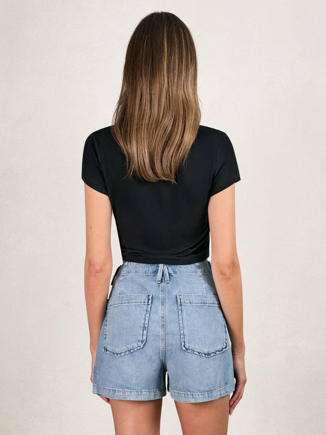 Good American Denim Shorts With Linen in Indigo Blue