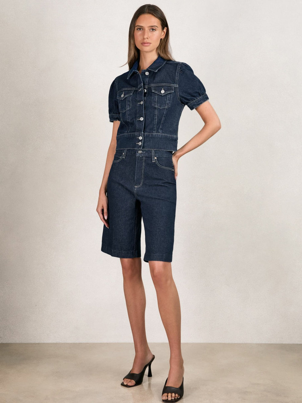Paige Denim Bermuda Shorts in Navy