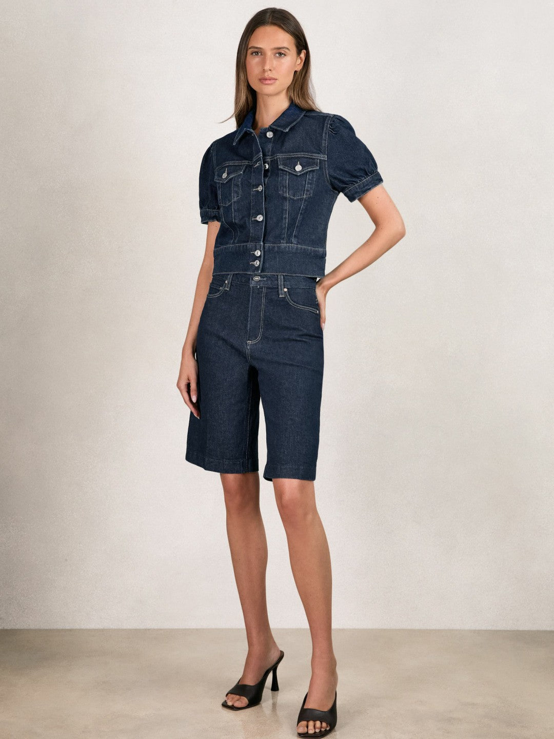 Paige Denim Bermuda Shorts in Navy