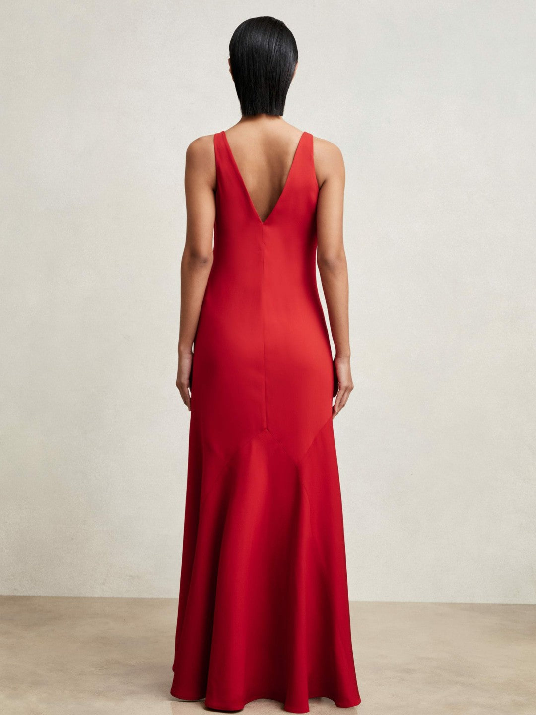Cowl-Neck Sleeveless Maxi Dress in Red