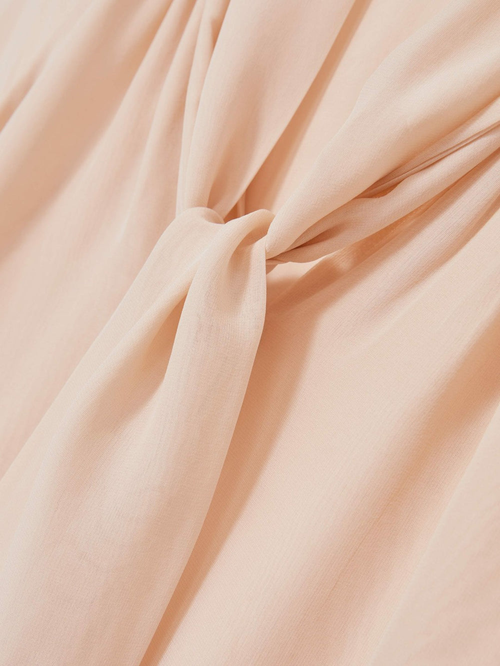 Silk Blend Chiffon Tie-Neck Blouse in Pale Pink