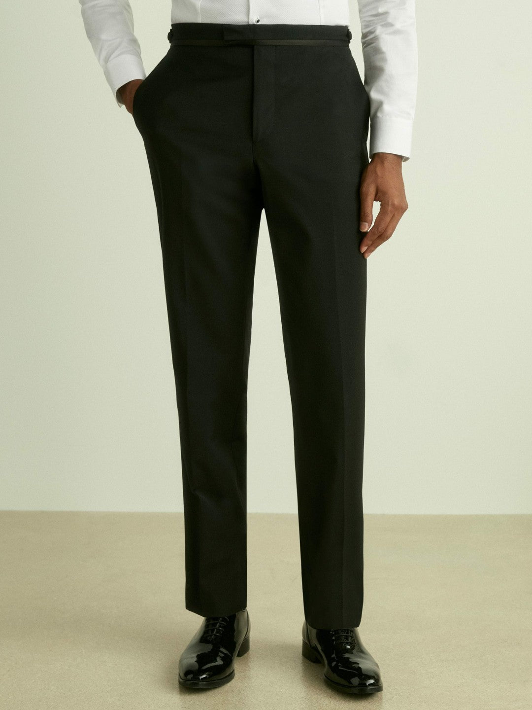 Wool-Blend Regular-Fit Tuxedo Trousers in Black