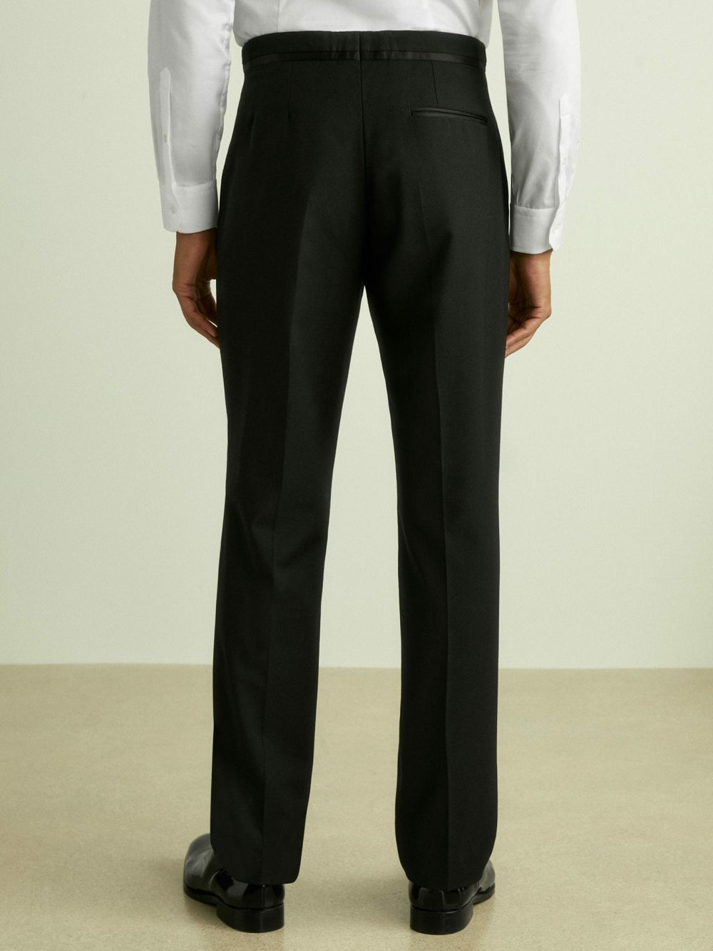 Wool-Blend Regular-Fit Tuxedo Trousers in Black