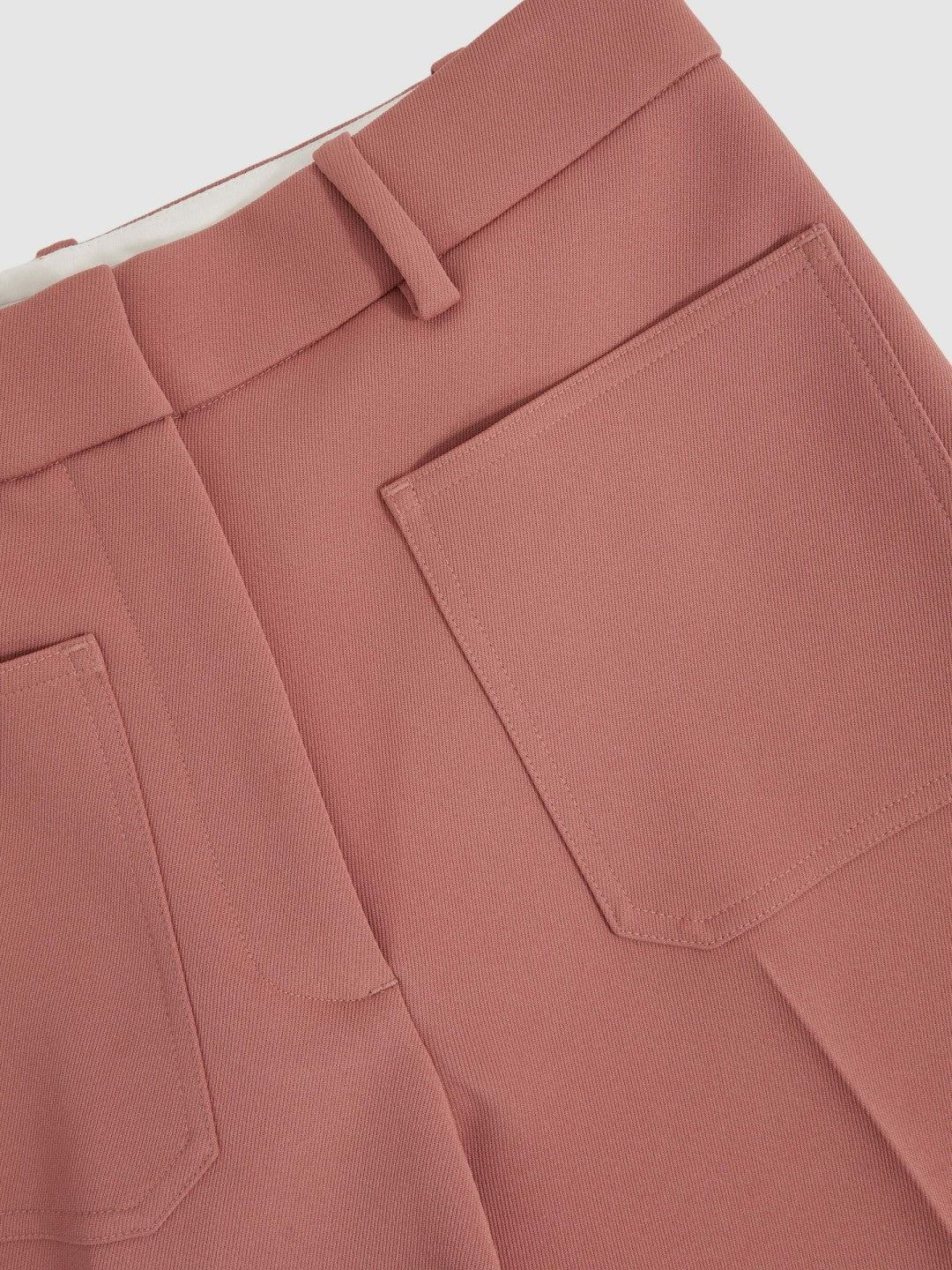 Twill Patch-Pocket Flared Trousers in Pink