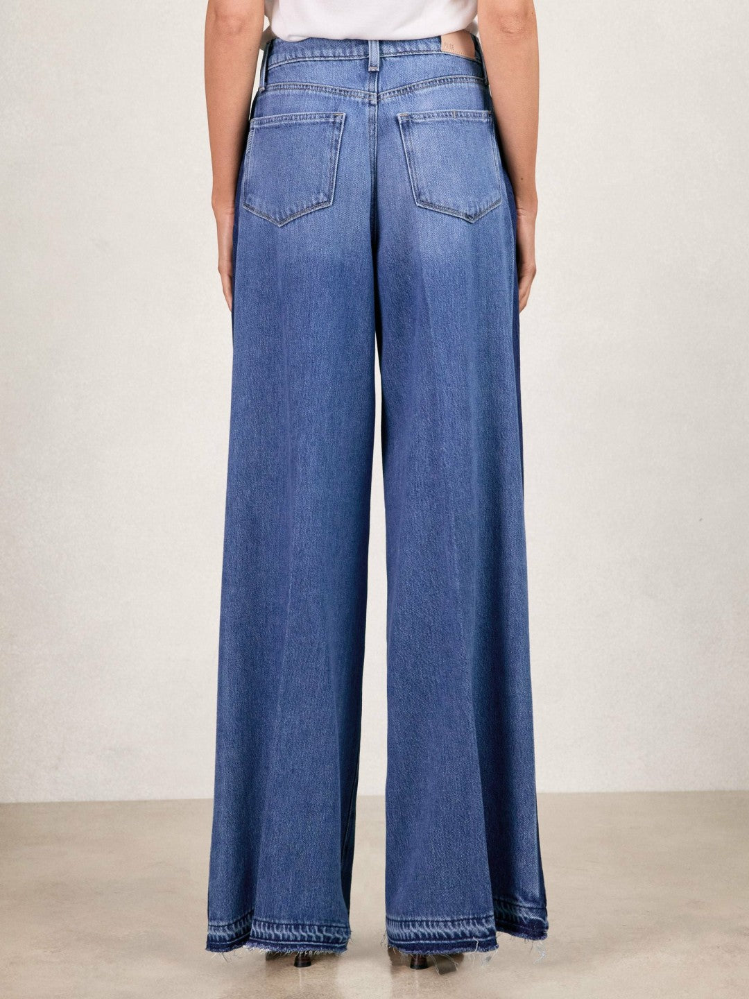 Paige Side Stripe Wide Leg Jeans in Navy/Blue Stripe