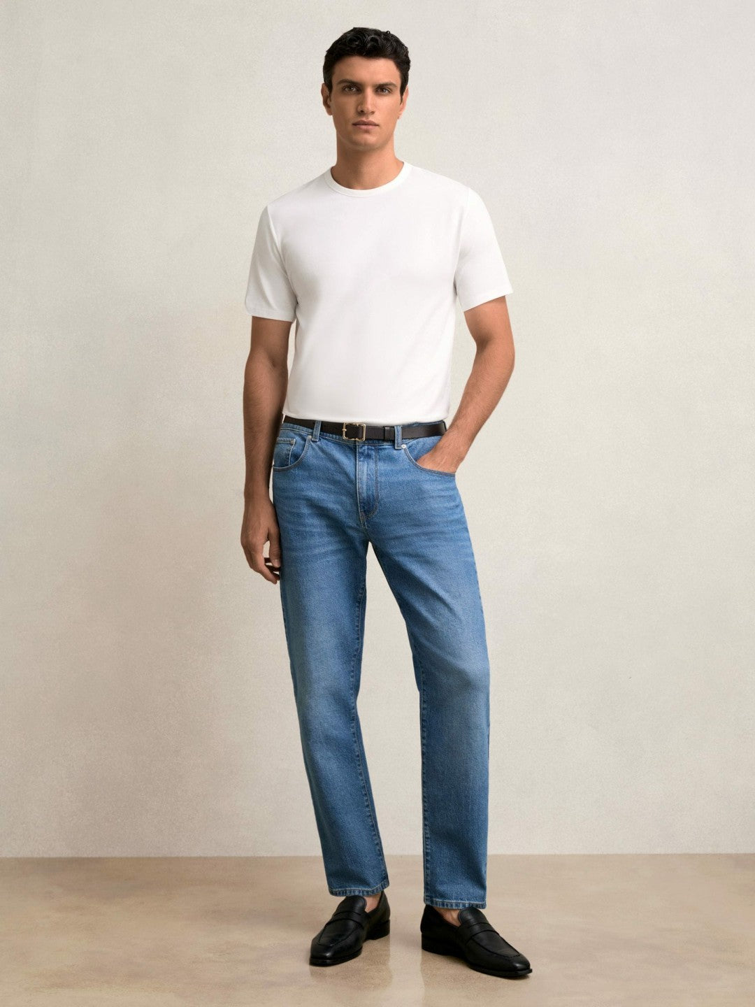 Stretch-Cotton Crew-Neck T-Shirt in White