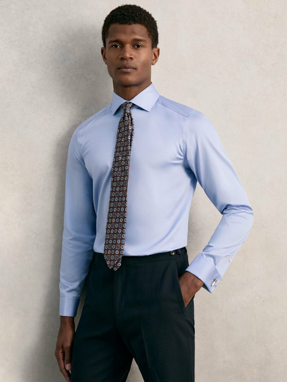 Slim Fit Slim-Fit Cotton-Sateen Shirt in Mid Blue
