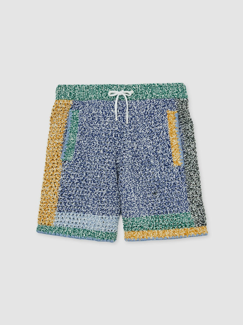 | Tom Daley Crochet Panel Shorts in Yellow/Green/Blue Multi
