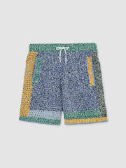 | Tom Daley Crochet Panel Shorts in Yellow/Green/Blue Multi