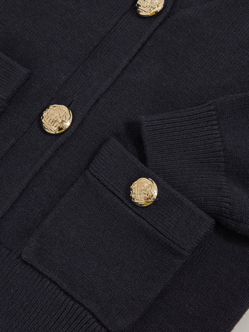 9-13 yrs Knitted Embossed-Button Cardigan in Navy