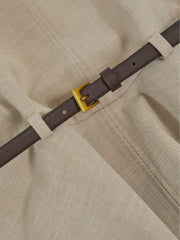 9-13 yrs Drop Waist Belted Sleeveless Dress in Neutral