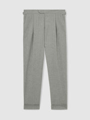 Regular Fit Herringbone Trousers With Cotton in Grey
