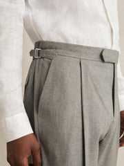 Regular Fit Herringbone Trousers With Cotton in Grey