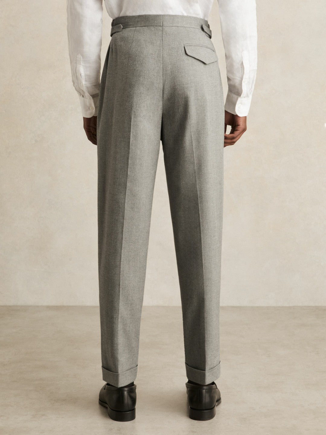 Regular Fit Herringbone Trousers With Cotton in Grey