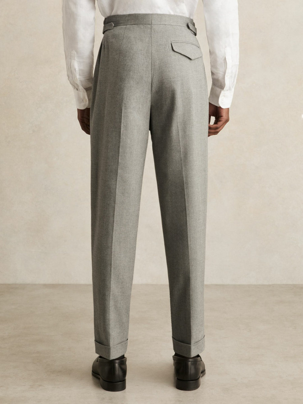 Regular Fit Herringbone Trousers With Cotton in Grey