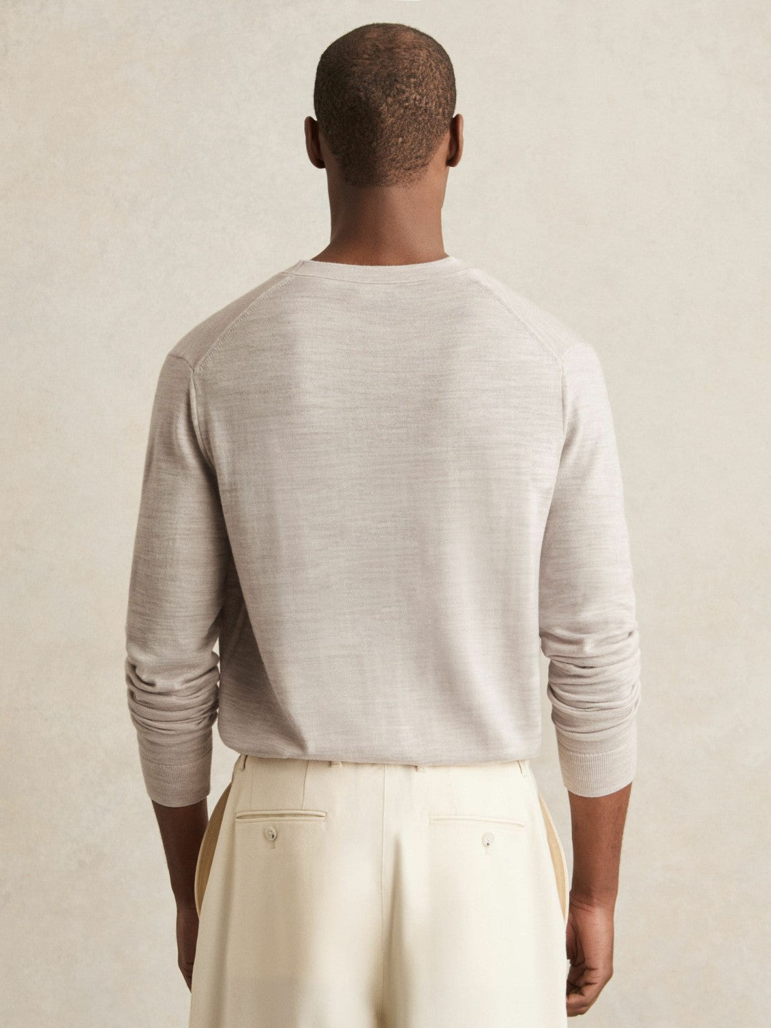 Merino Wool Button-Through Cardigan in Wicker Brown Melange