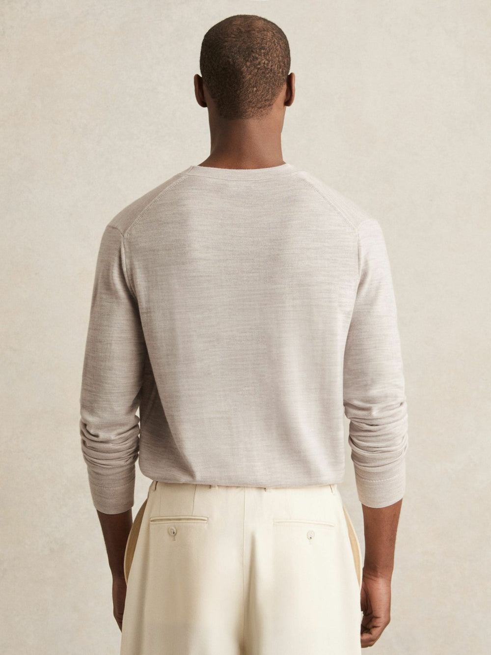 Merino Wool Button-Through Cardigan in Wicker Brown Melange