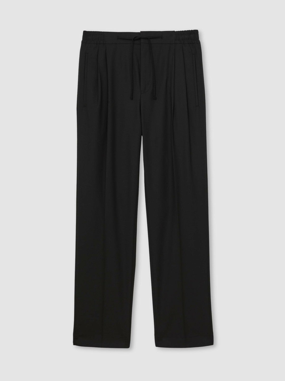 Relaxed-Fit Twill Drawstring Trousers in Black