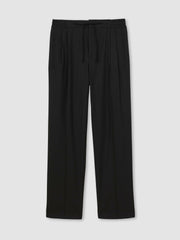 Relaxed-Fit Twill Drawstring Trousers in Black