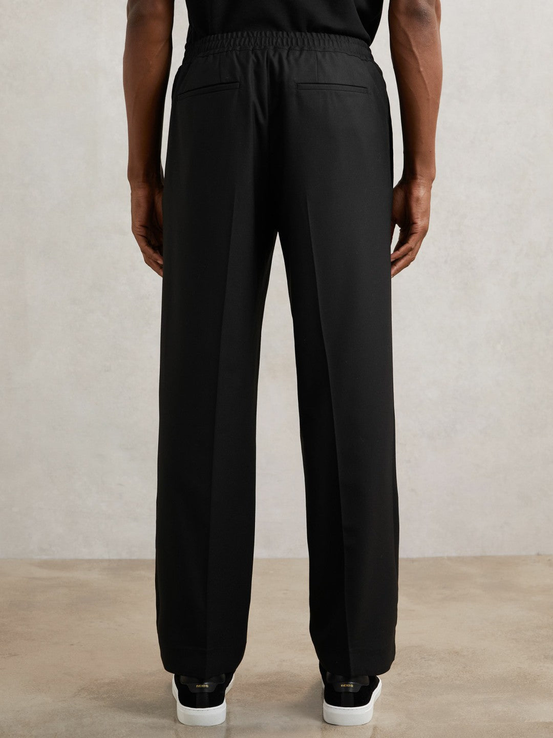 Relaxed-Fit Twill Drawstring Trousers in Black