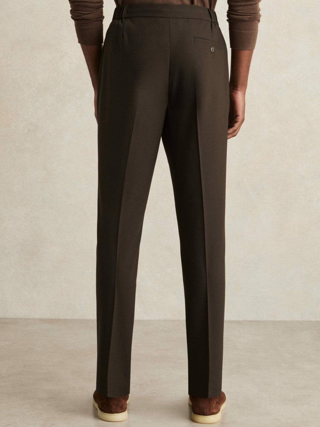 Slim-Fit Internal-Drawstring Trousers in Brown