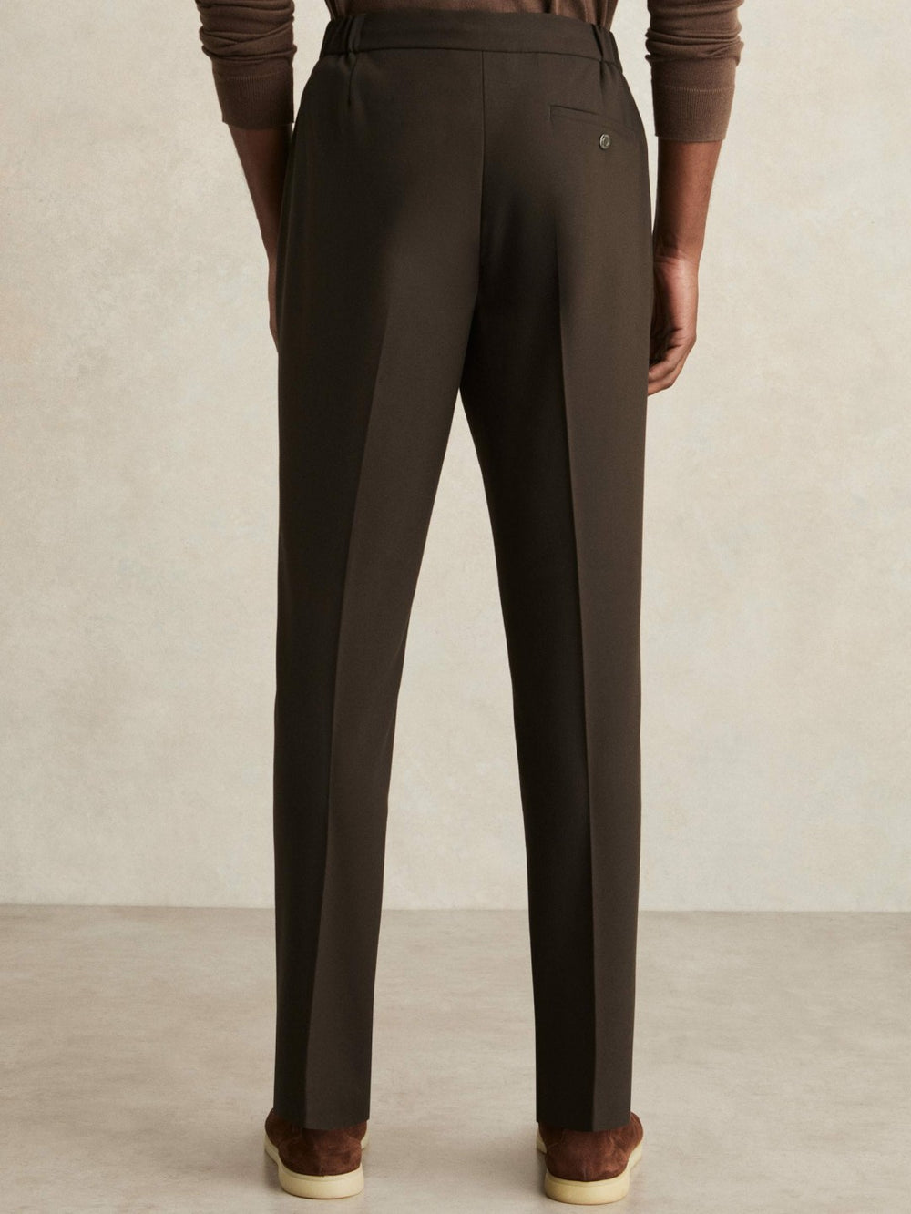 Slim-Fit Internal-Drawstring Trousers in Brown
