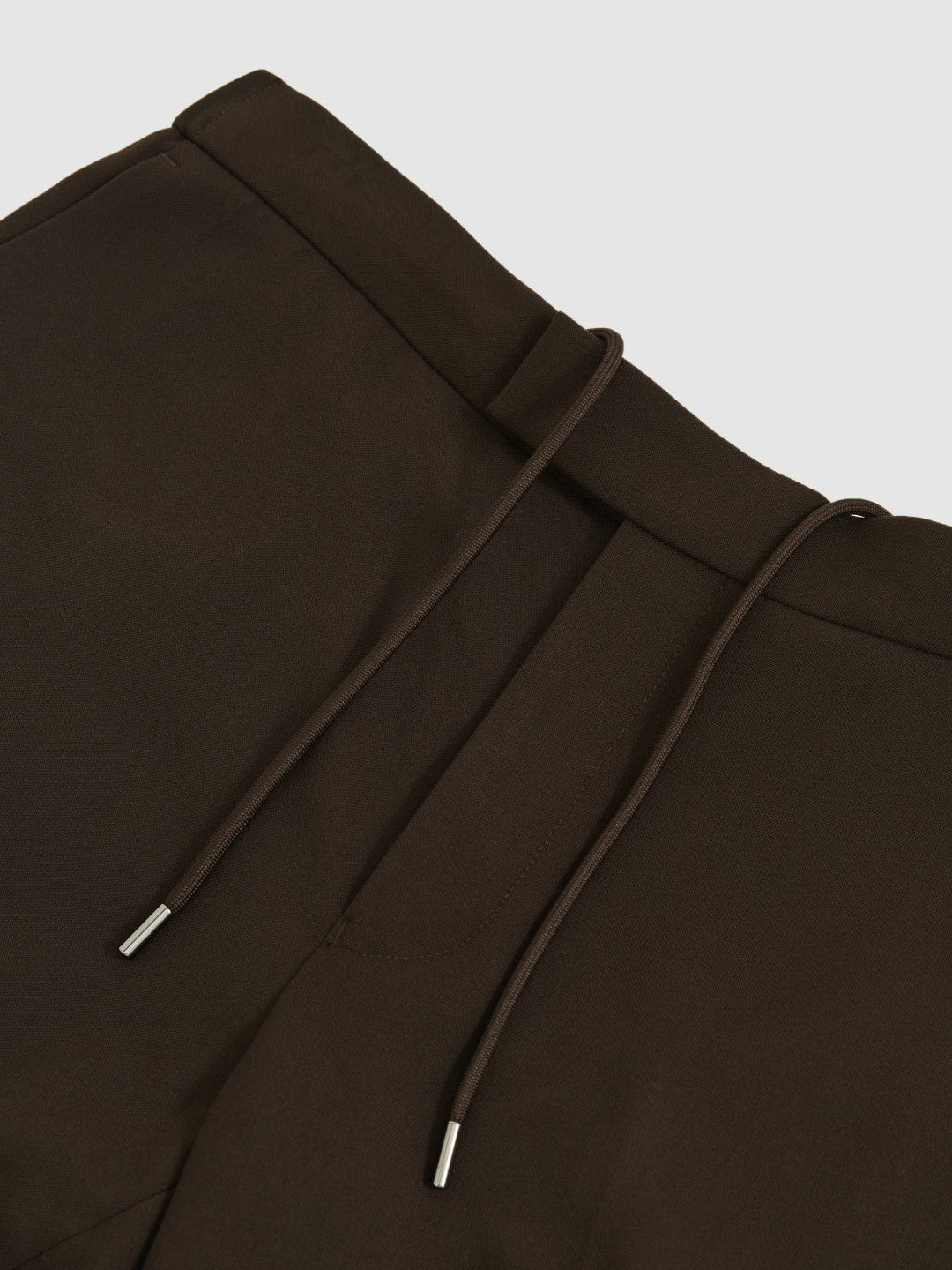 Slim-Fit Internal-Drawstring Trousers in Brown