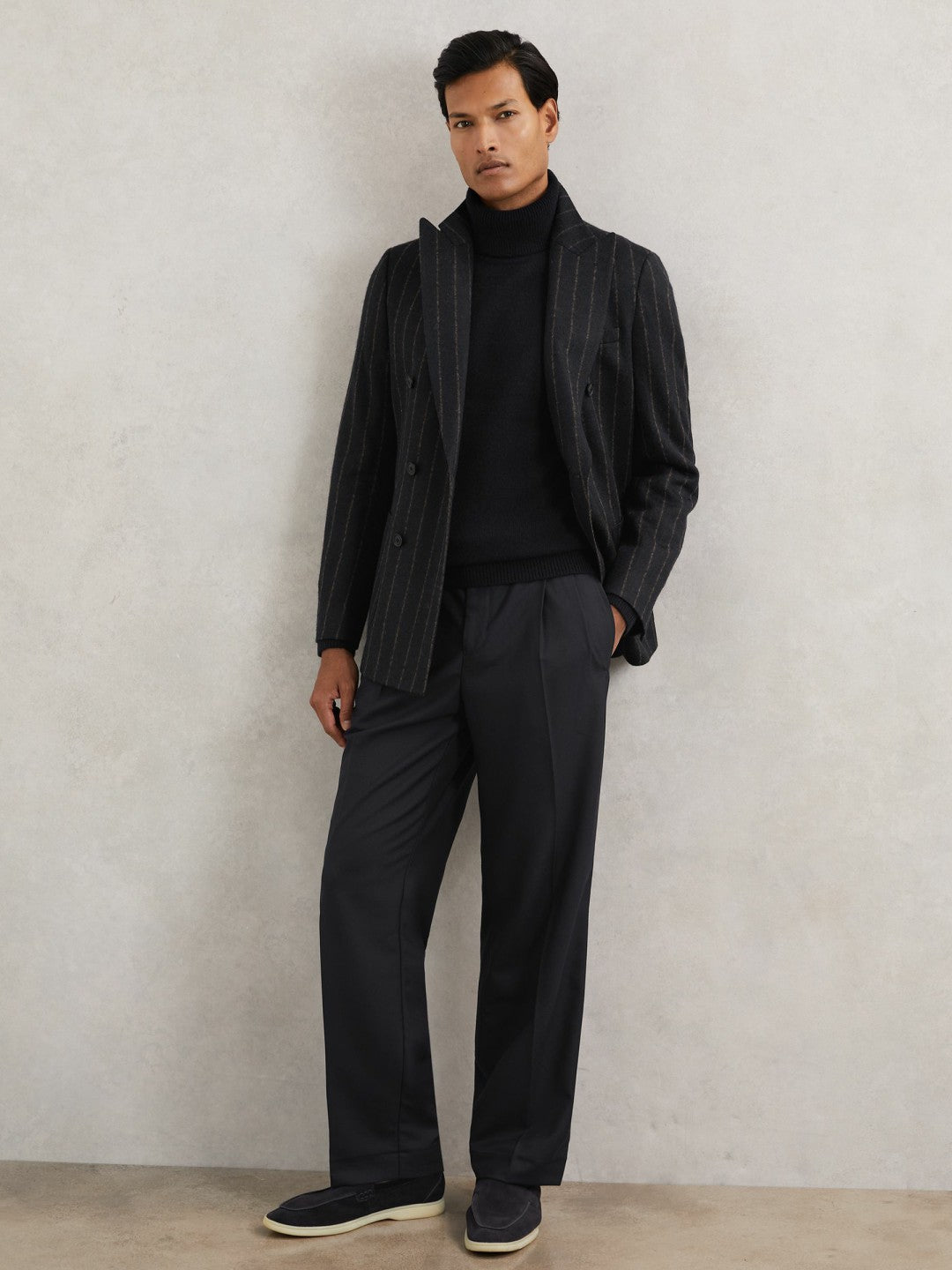 Relaxed-Fit Twill Drawstring Trousers in Navy