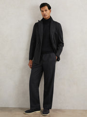 Relaxed-Fit Twill Drawstring Trousers in Navy