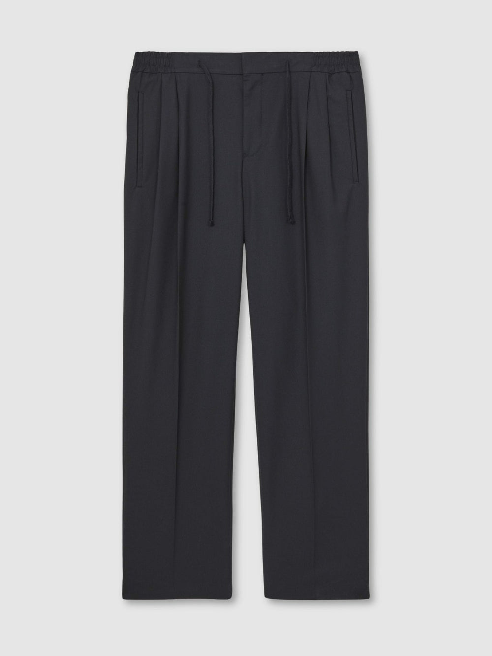 Relaxed-Fit Twill Drawstring Trousers in Navy
