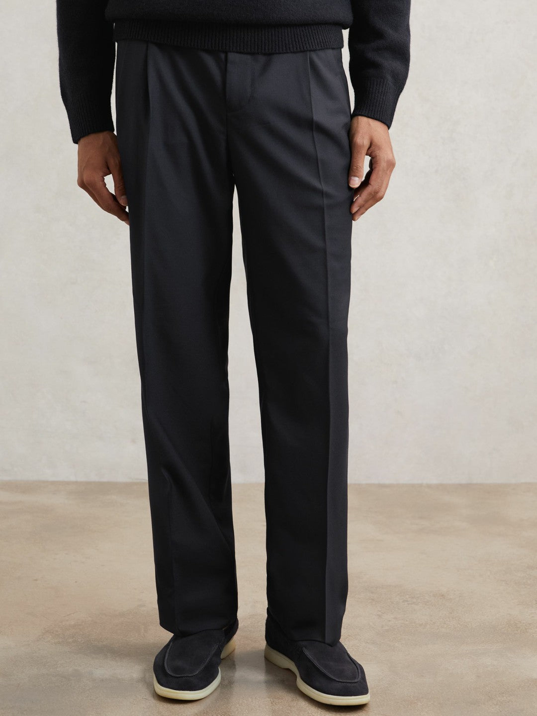 Relaxed-Fit Twill Drawstring Trousers in Navy