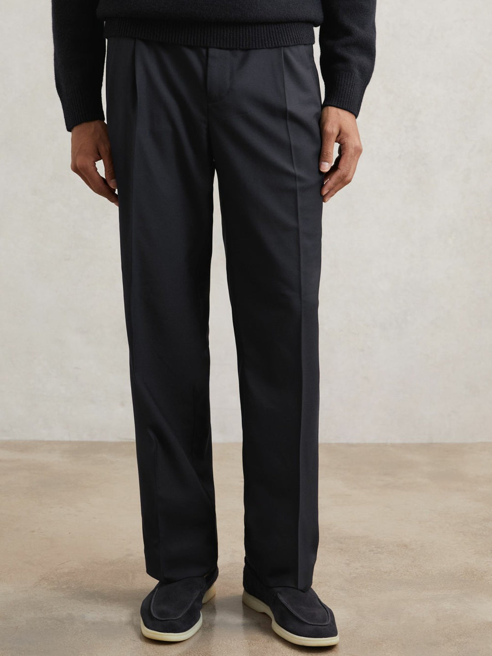 Relaxed-Fit Twill Drawstring Trousers in Navy