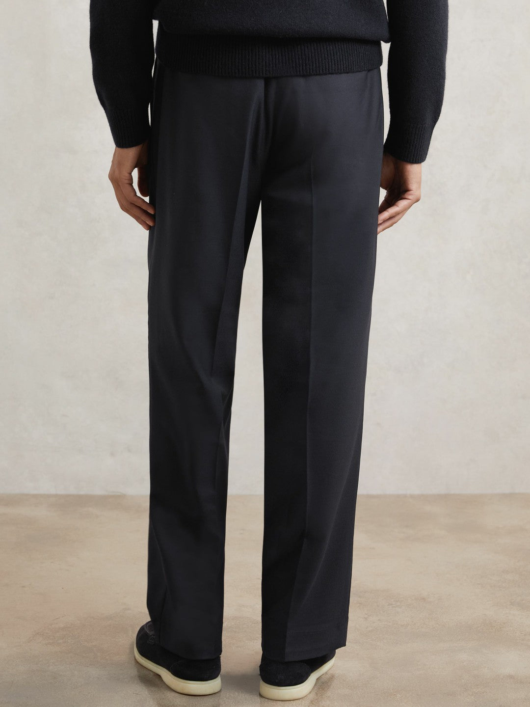 Relaxed-Fit Twill Drawstring Trousers in Navy