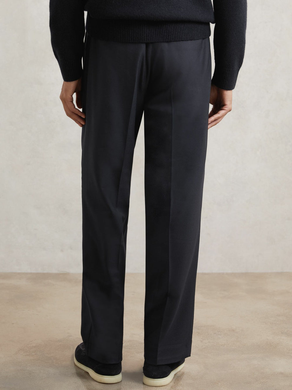 Relaxed-Fit Twill Drawstring Trousers in Navy