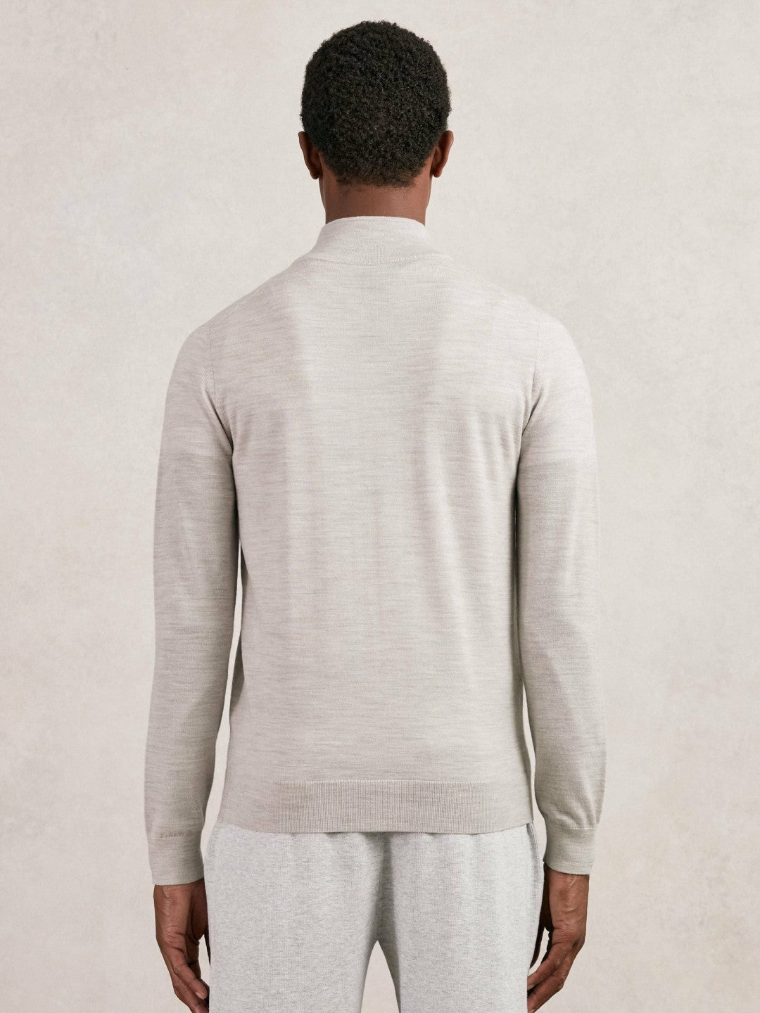 Merino Wool Zip Through Cardigan in Wicker Brown Melange