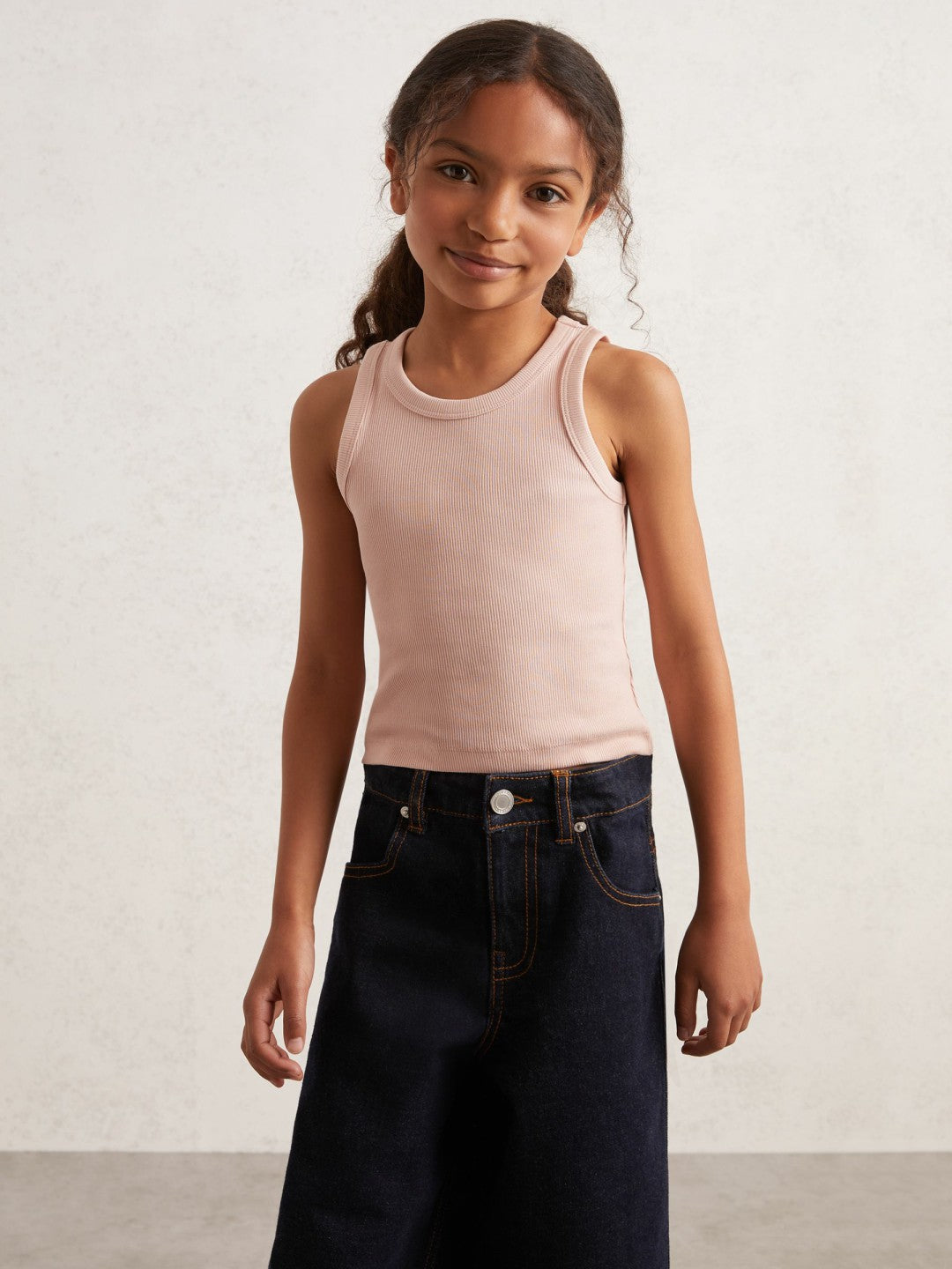 9-13 yrs Stretch-Cotton Ribbed Vest in Pink