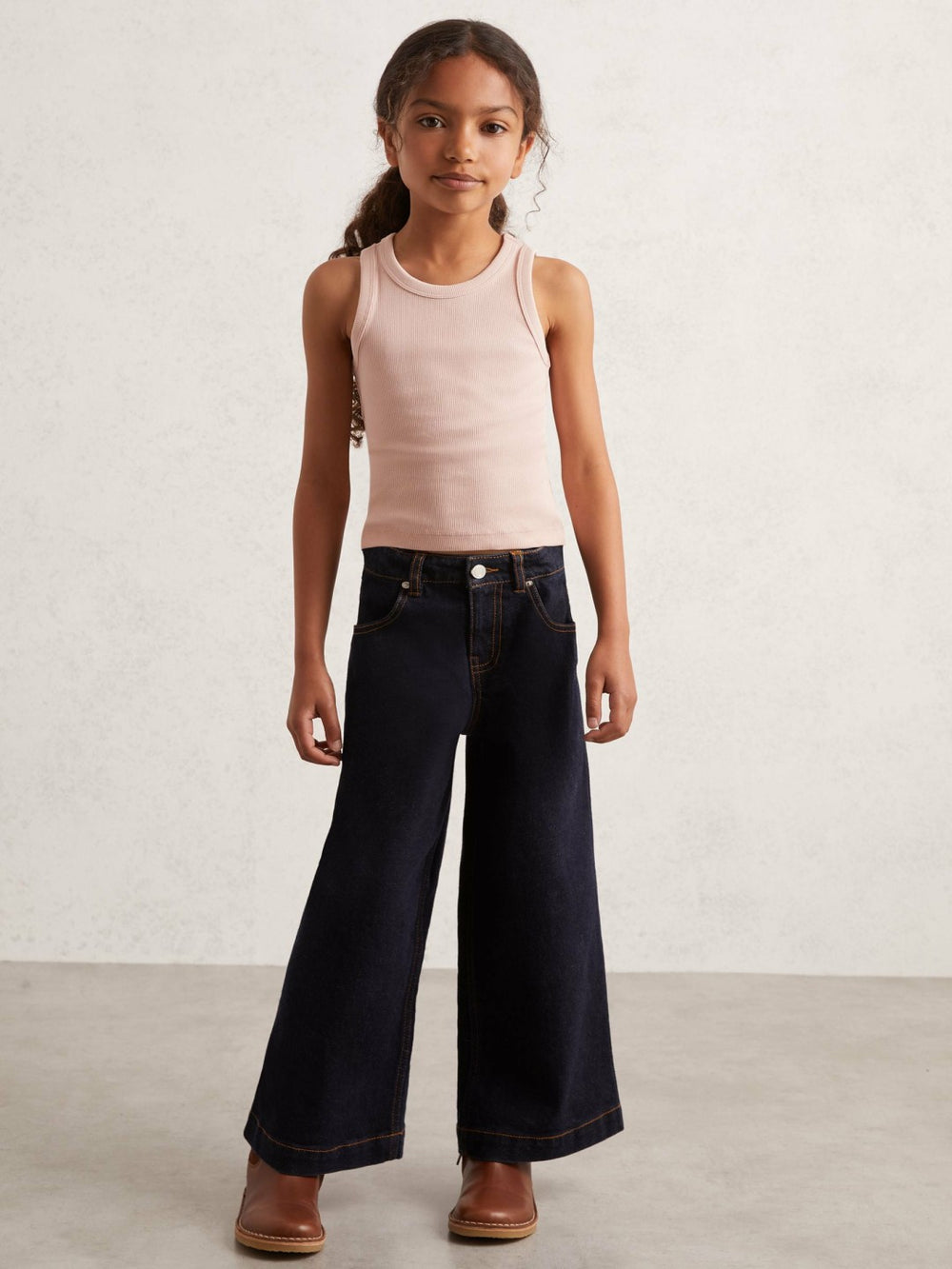 9-13 yrs Stretch-Cotton Ribbed Vest in Pink