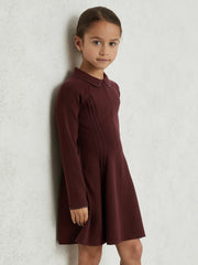 13-14 yrs Embellished Collar Knitted Dress in Berry