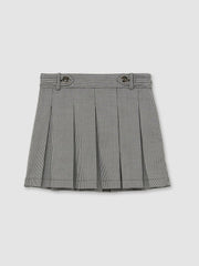 Houndstooth Check Pleated Skirt in Black/White