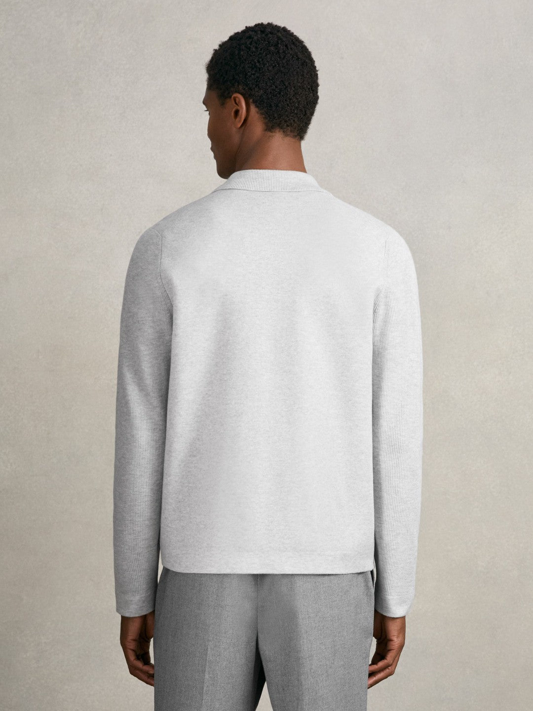 Four-Pocket Zip-Through Cardigan in Soft Grey