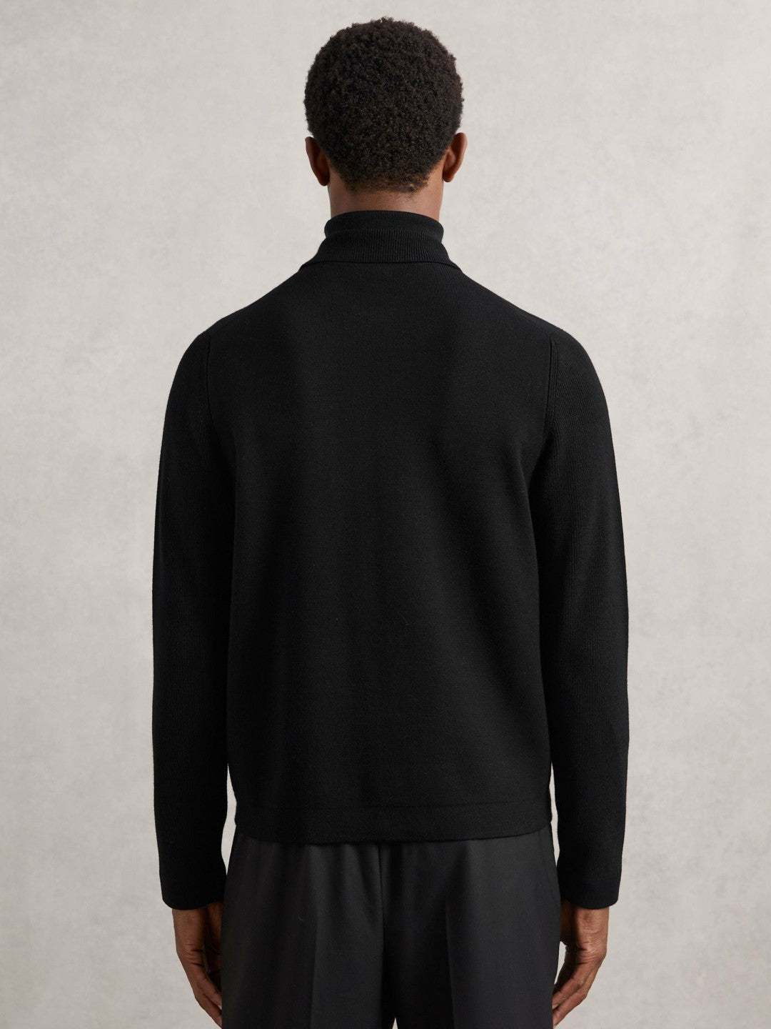 Four-Pocket Zip-Through Cardigan in Black