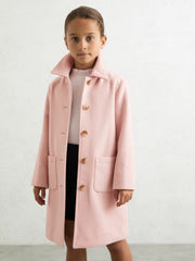 9-13 yrs Wool-Blend Single-Breasted Coat in Pink
