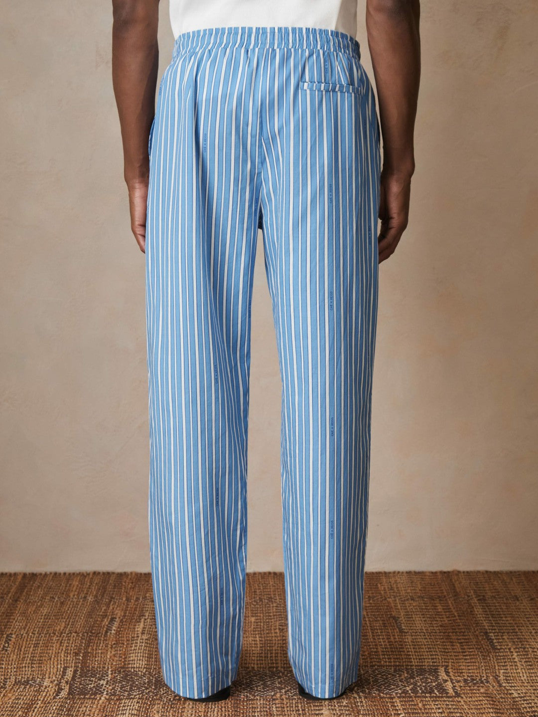 | Ché Poplin Stripe Trousers in Bright Blue/White