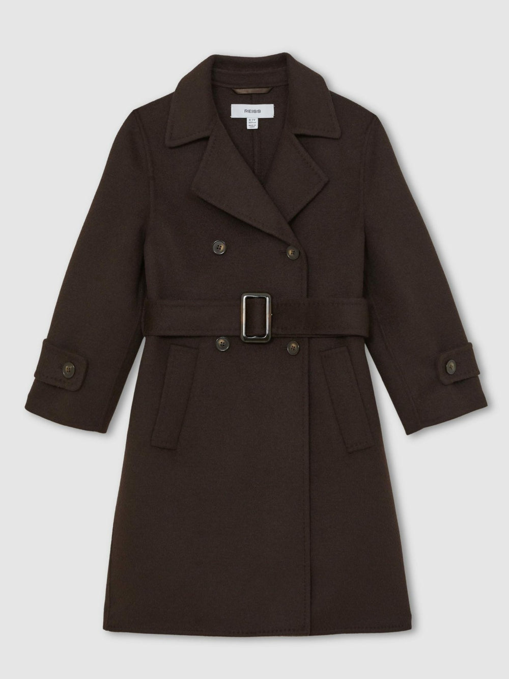 13-14 yrs Double-Breasted Blindseam Wool-Blend Coat in Chocolate Brown