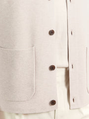 Button-Through Ribbed-Sleeve Shirt in Oatmeal Brown